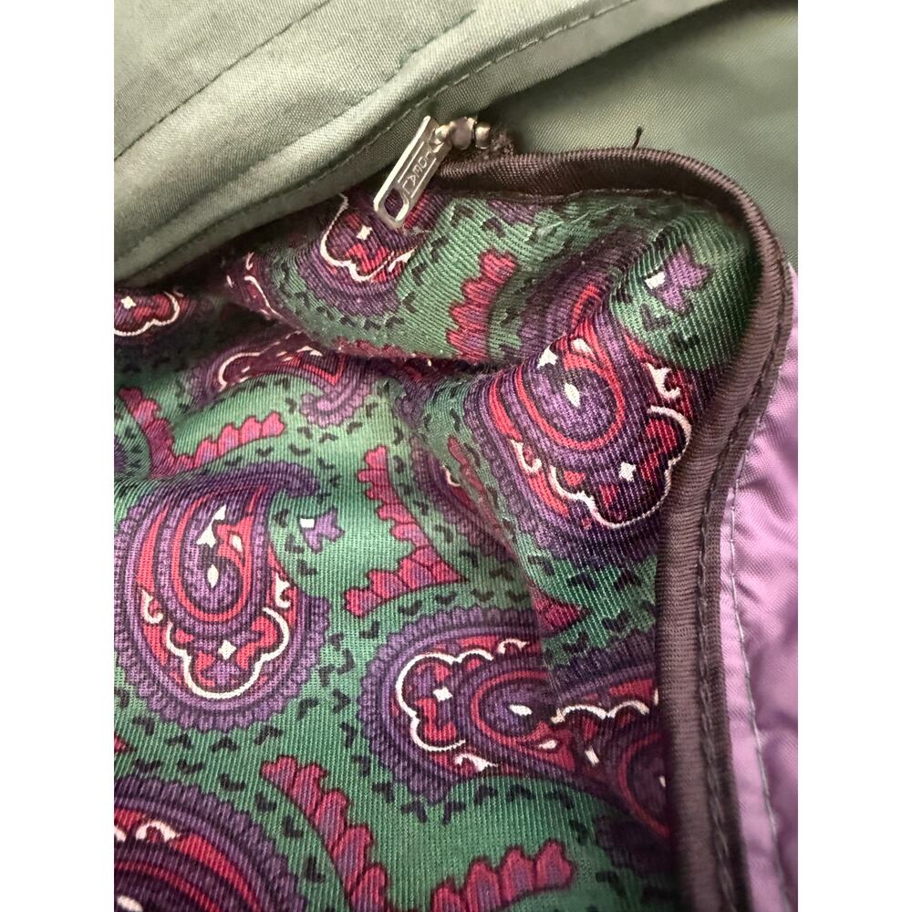 VTG 1970s London Fog SZ 2 Petit Maincoats Green Trench Coat Zip out liner Belt - Picture 5 of 8